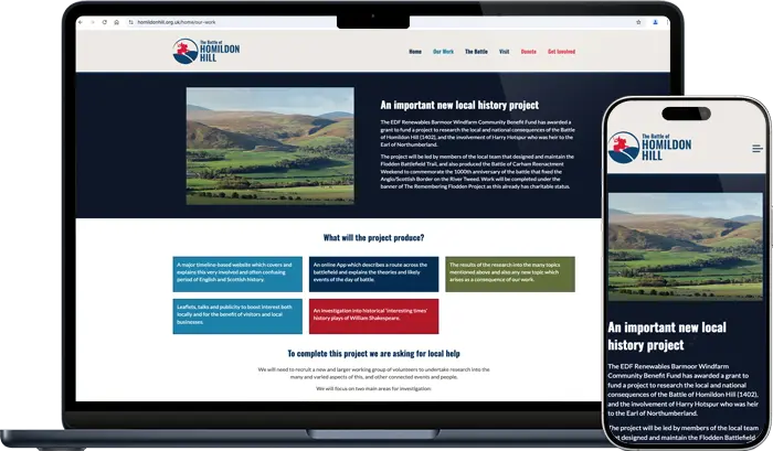 Picture showing website designed by Jim Nuttall Design